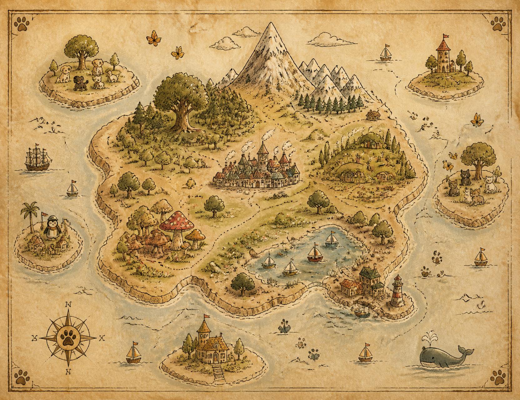 Mapa ilustrado del Archipiélago Huellita